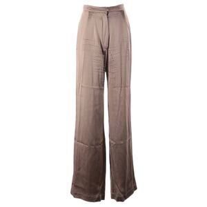 Sablyn 100% Silk Pleated High Ride Taupe Vera Wide Leg Trousers Pants M